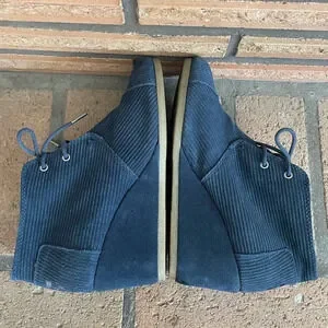 TOMS Women’s Size 8.5 Navy Corduroy Lace Up Wedge Shoes