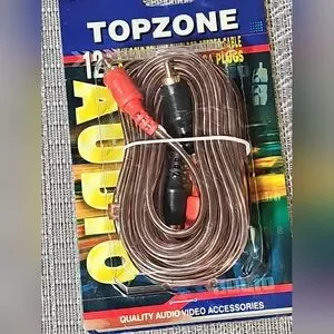 TOPZONE 12ft 24K Gold Deluxe Shielded Stereo Cable 2 RCA To 2 RCA Plugs