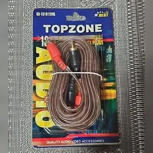 TOPZONE 12ft 24K Gold Deluxe Shielded Stereo Cable 2 RCA To 2 RCA Plugs