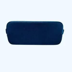 Tory Burch Robinson Small Navy Leather Cosmetics Case Gold Zip Logo