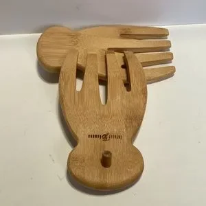 TOTALLY BAMBOO Salad Or Pasta Server Hands Set Of 2