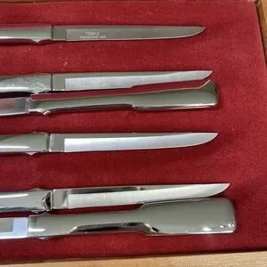 Towle Stainless USA Steel Steak Knives Set Of 6 In Wooden Case