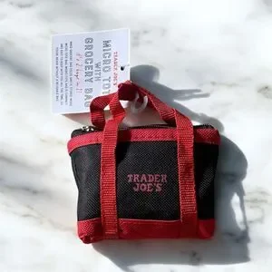 Trader Joe's Black and Red Grocery Bag Micro Tote. NWT