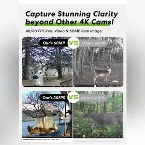 Trail Camera Real 4K/30FPS 60MP Digital Game Wi-Fi 6 High Speed