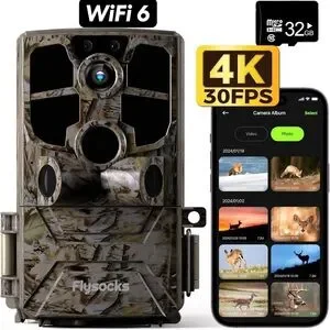 Trail Camera Real 4K/30FPS 60MP Digital Game Wi-Fi 6 High Speed
