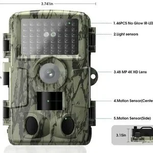 Trail Camera: with Night Vision 4K 48MP 130°Wide-Angle Game Camera NIB