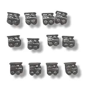 Train Locomotive Silver tone Spacer Beads for Jewelry 10mm - 12 Pieces