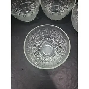 Trellis Crystal Clear Industries Deep Bowls Set Of 4 Vintage Glass Bowls 5.75"