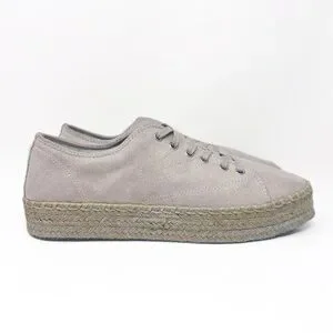 Tretorn Eve Suede Platform Espadrilles Sneakers In Birch Silver