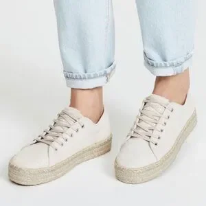 Tretorn Eve Suede Platform Espadrilles Sneakers in Birch Silver