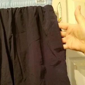 Triangle Navy Blue Men's Swim Trunks W/ Light Blue Waist Band Sz M