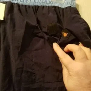 Triangle Navy Blue Men's Swim Trunks W/ Light Blue Waist Band Sz M