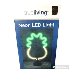 True Living Neon LED Light Pineapple Party Tabletop Light