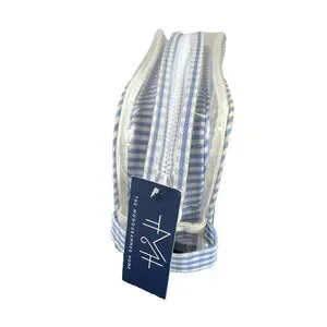 TRVL Design Duo Clear & Gingham 2-Pc Pouch Set Cosmetic Travel Case Bag NEW