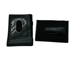 TUMI Black Wallet & Money Clip Card Case Set Leather Utility Minimalist