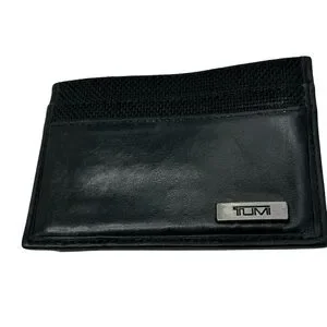 TUMI Black Wallet & Money Clip Card Case Set Leather Utility Minimalist