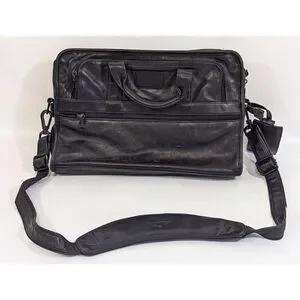 Tumi Nappa Leather 2Way Briefcase Business Bag Black W/ Laptop Sleeve