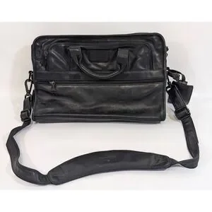 Tumi Nappa Leather 2Way Briefcase Business Bag Black W/ Laptop Sleeve