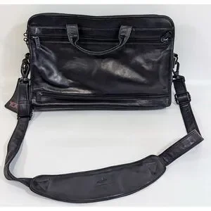 Tumi Nappa Leather 2Way Briefcase Business Bag Black W/ Laptop Sleeve