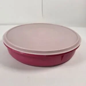 Tupperware 242-5 12" Pink Round Pie/ Cupcake/Cookie Container W/Lid 224-16