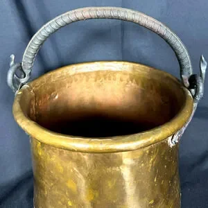 Turkish Hammered VTG Copper Pot Dovetail Seams Rolled Edge Forged Handles RARE
