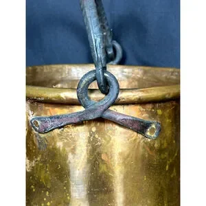 Turkish Hammered VTG Copper Pot Dovetail Seams Rolled Edge Forged Handles RARE