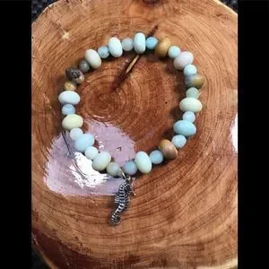 Turquoise Blue Amazonite Stretch Bracelet NEW