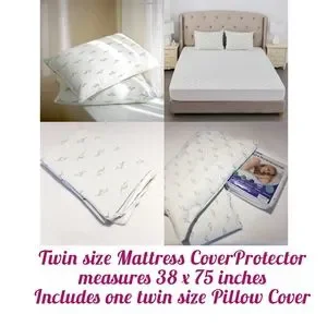 Twin Size Waterproof Bamboo Mattress Protector And Pillowcase Protector NEW