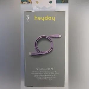 ⭐️ Two (2) Heyday 3’ Lavender Fast Charging Cable USB-C NWB