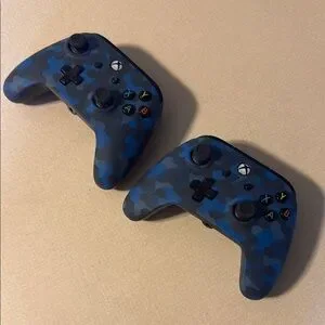 TWO Blue and Black Camouflage Series X/S Controllers