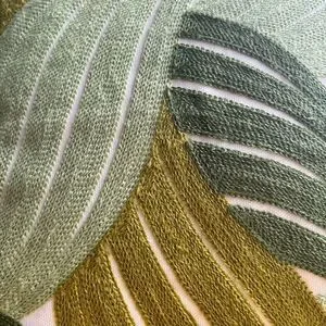 TWO Embroidered Tri Colored Green Botanical Throw Pillow Covers