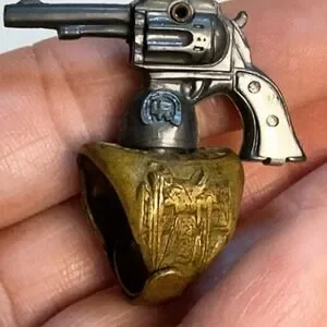 Two Kix Cereal Lone Ranger Premium Rings Atom Bomb No Cap 1946 Six Shooter 1947