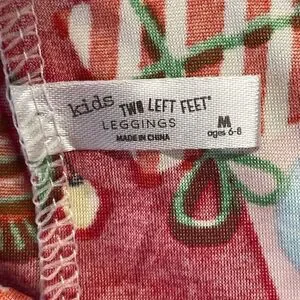 Two Left Feet Girl's Medium 6-8 Holiday Leggings Kids Flamingo Cactus Christmas