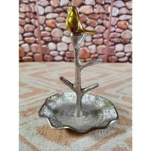 Two's Company Gold Bird on Branch Jewelry/Ring Holder Tree Stand Display Metal