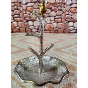 Two's Company Gold Bird on Branch Jewelry/Ring Holder Tree Stand Display Metal