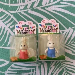 TY Beanie Baby Eraser Puzzle - HOPPER and Carrots Bunny (1.5 inch) Set of 2 New