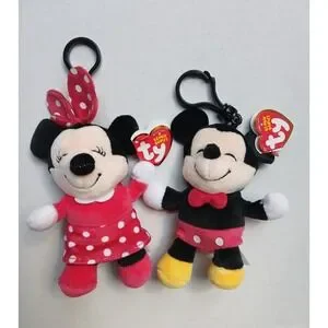 TY Disney Beanie‎ Baby Clips - SET OF 2 [MICKEY & MINNIE MOUSE] (Key Clips)