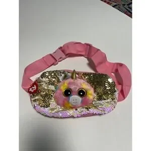 TY Unicorn Fanny Pack Purse Changeable Sequins Pink Plush adult or kid size