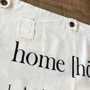 Typography Canvas “Home” Cotton Wall Hanging 24"Tx20"W Cream-NWOT/Never Used