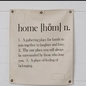 Typography Canvas “Home” Cotton Wall Hanging 24"Tx20"W Cream-NWOT/Never Used