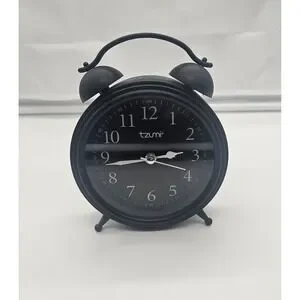 Tzumi Alarm Clock Twin Bell Black Analog Battery Operated Home Decor
