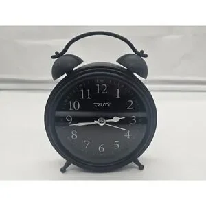 Tzumi Alarm Clock Twin Bell Black Analog Battery Operated Home Decor