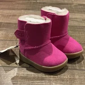UGG I KEELAN Boot Infant 0/1 Pink Suede Shoes Fur Lined Winter Boots NEW