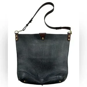 Unbranded Rustic Pebbled Leather Blue And Brown Adjustable Strap Shoulder Bag