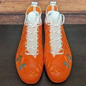 Under Armour Spotlight Lux MC LE Men 14 Orange White Football Cleats 3023959-112