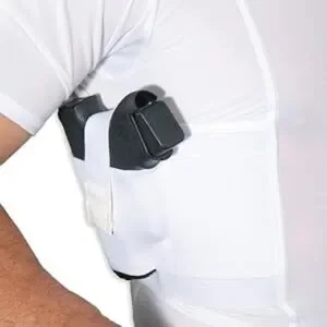 Under Tech Undercover V-Neck Compression White Concealed Carry Holster Shirt L