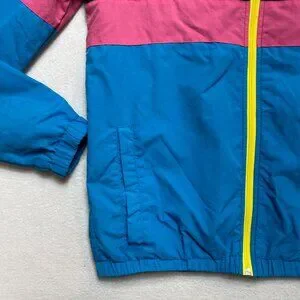 Universal Studios Rain Jacket Mens S Blue Black Pink Color Block Windbreaker