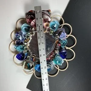 Upcycled Rattan Mirror With Handmade Paper Roses