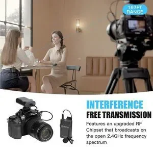 Upgrade 2.4GHz Wireless Lavalier Lapel Mic Omnidirectional Microphone Equipment