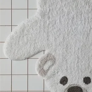 Urban Outfitters Teddy Bear Tufted Bath Mat Throw Rug Washable Cotton